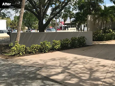 The entrance after replanting and irrigation repairs by Greenscapes